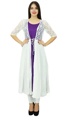 Bimba 2 Piece Kurta Kurti Designer Wear Boho Long Shrug Dress Chic Clothing • $39.59