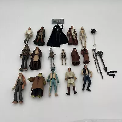 Star Wars Lot Of 16 Modern & Vintage Figures 90s & 2000s + Assorted Accessories • $27.87