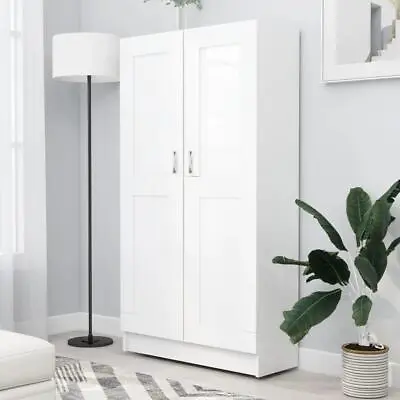 White Cabinet Cupboard Tall Display Storage Media Unit W/ Doors & 3 Shelves • £124.95