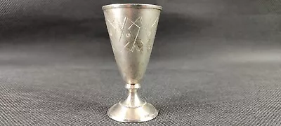 Vintage Russian 875 Fine Silver Vodka Cordial Cup Shot Hand Engraved Gold Gilt  • $85.91
