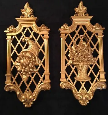 Antique Hollywood Regency Vintage Wall Hanging Plaques 1971 Four Dart Ind • $28