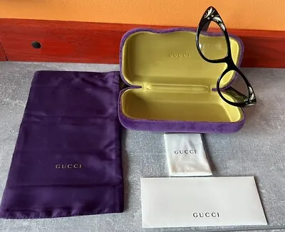 Gucci Retro Eyeglasses Optical Frame Cat Eye MOP Glasses Italy COA Purple Case • $295