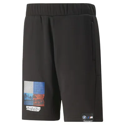 Puma Bmw Mms Graphic 10  Shorts Mens Black Casual Athletic Bottoms 53813801 • $24.99