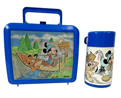 Walt Disney Vintage Aladdin Mickey Mouse And Goofy  Lunch Box And Thermos • $28.99