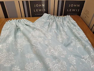 John Lewis MTM W125 X D103cm Cow Parsley Embroidery Pencil Pleat Curtains • £99.99