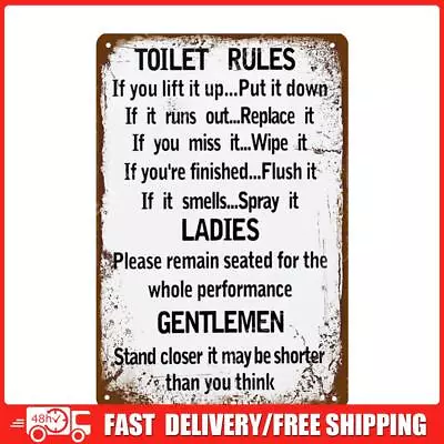Tin Plaque Wall Sign Retro Painting Toilet Rules Metal Plate Poster For Bar Home • $14.62