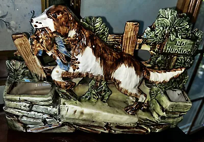 Vintage McCoy Pottery BIRD HUNTING DOG  No Hunting  Planter 12  X 8  - Flaw • $35