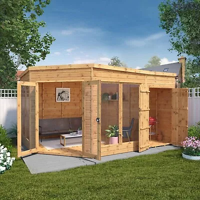 GARDEN CORNER SUMMERHOUSE SIDE SHED SHIPLAP OURSIDE ROOM WOOD 13 X 9 13ft 8ft • £1869.94