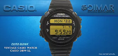 Vintage Casio Data Bank DBW-32- Qw 838 Korea WR.100m. Year 1989 • $218.93