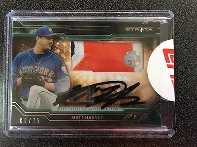 2015 15 Matt Harvey Mets Green Relic Strata Patch Jersey Worn Auto # / 75 B4 • $74.99