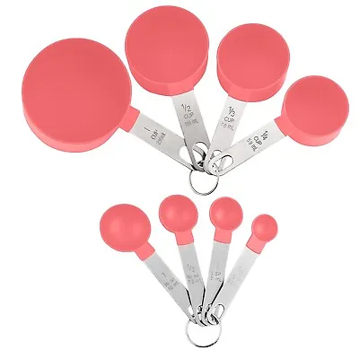 £10.10 • Buy 8PCS Measuring Cups And Spoons, Nesting Measure Cups With Stainless Steel Handle