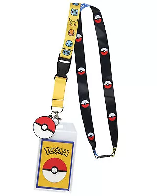 Pokemon Group Breakaway ID Badge Holder Lanyard W/ 2  Pokeball Pendant • $10.95