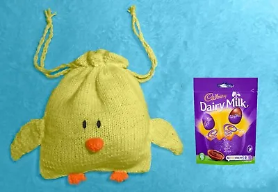KNITTING PATTERN - Easter Chick Drawstring Gift Bag 15cms X 20 Cms Chocolate • £3.25
