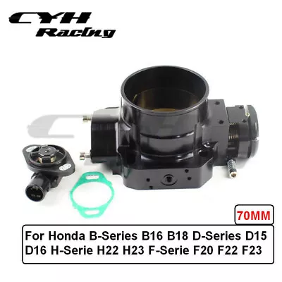 70MM Aluminum Throttle Body + Tps For Honda B-Series B16 B18 D-Series D15 D16 • $92.48