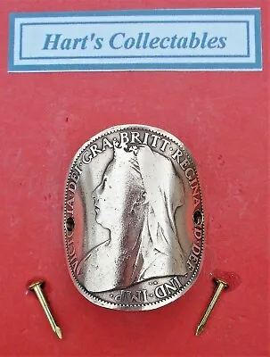£5.99 • Buy Vintage Queen Victoria Old Head Copper Penny Pre 1901 Coin Walking Stick Badge 