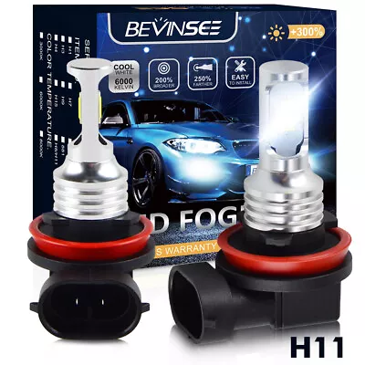 Bevinsee H11 H8 LED Globes Fog Light 6500K 100W Fit For BMW 1 Series 2005-2010 • $26.89