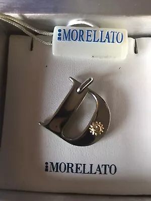 Morellato “D” Stainless Steel Pendant W 18k Gold Flower Orig Box Great Con • $25