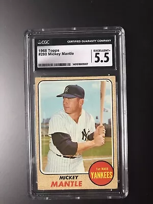 1968 Topps Mickey Mantle #280 CGC 5.5 Excellent +  Mint Case • $349.99