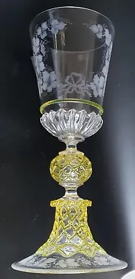 Huge Salvaiti Murano Museum Quality  Etched Goblet Chalice Grape Leafs Design  • $895