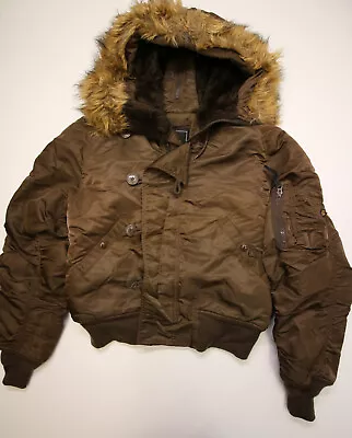 Alpha Industries N-2B Flying Heavy Attach Split Faux Fur Hood Jacket Brown Men S • $99