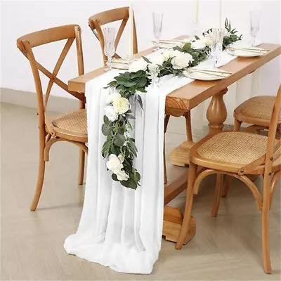 Wedding Chiffon Extra Long Romantic Sheer Table Runner Tablecloth Party Decor • £6.80