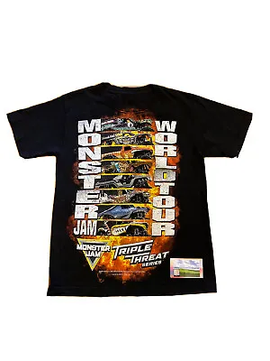 Y2k 18' Monster Jam World Tour Triple Threat Series Graphic Tee Adult Small  • $12.99