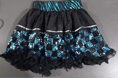 Monster High Skirt Girls M Black Blue Sequins Halloween Elastic Waist • $7