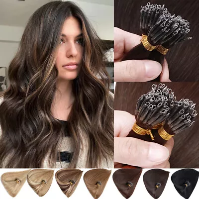 US STOCK Nano Ring 100% Remy Human Hair Extensions Rings Loop Beads I Tip 1gram • $30.94