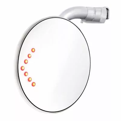 4  Curved Arm Peep Mirror W/ Convex Mirror Glass And LED Turn Signal • $28.95