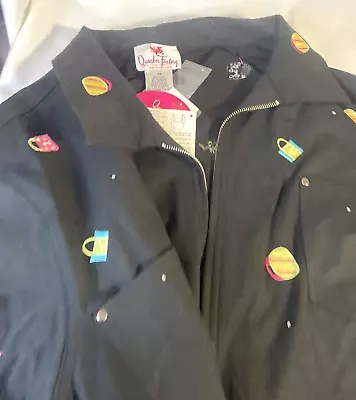 Quaker Style Thin Jacket With Handbag Appliques • $37.75