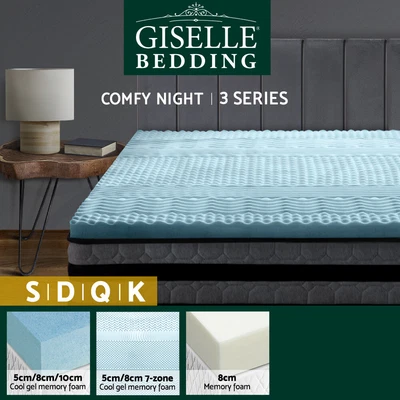 $74.95 • Buy Giselle Memory Foam Topper Mattress Toppers Cool Gel Bamboo Cover 7-zone Pad Mat