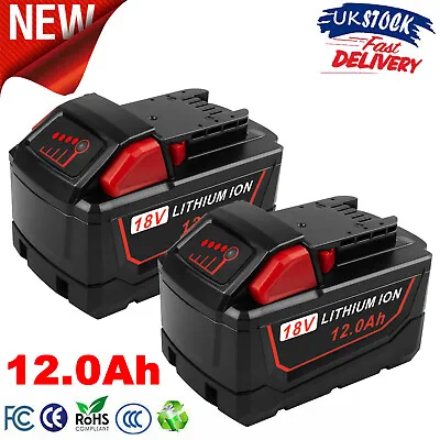 2x 12Ah Li-ion Battery For Milwaukee 18V For M18 M18B6 48-11-1890 High Capacity • £70.99