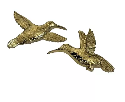 Set 2 Vintage Homco Humming Birds In Flight Wall Art Decor Gold Plastic READ • $9.99