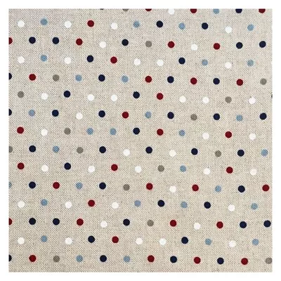 Cotton Rich Linen Look Fabric Nautical Multi Polka Dots Spots Upholstery • £7