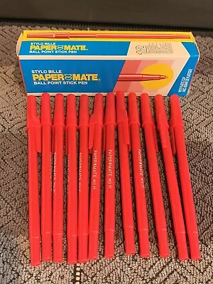 Vintage Paper Mate Ball Point Stick Red Ink Pens X12 Medium Point NEW! (1990) • $11.95