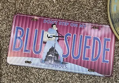 Elvis License Plate Sign Blue Suede Shoes Retro Rock And Roll 1950s - Metal • $12