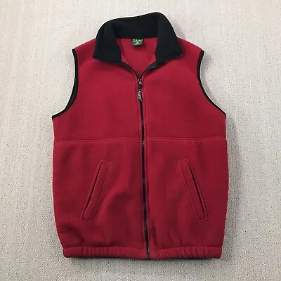 Vintage Cabela’s Fleece Vest Men's Medium Red Polartec Full Zip Canada Made • $18.88