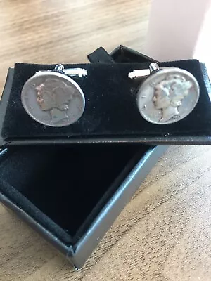 $19.99 • Buy Mercury Dime Cufflinks, 90% Silver, Handmade Coin Cufflinks.