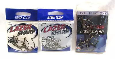 Eagle Claw Lazer Sharp Hook Assortment L141GH-1L141G-4/0 L181G-2 (30pc) H124 • $15