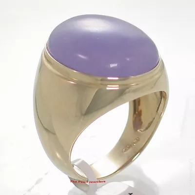14kt Solid Yellow Gold 17x21mm Cabochon Lavender Jade Solitaire Men’s Ring TPJ • $1329