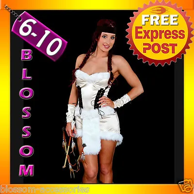 F10 Ladies Native American Pocahontas Indian Wild West Fancy Dress Costume • $40.80