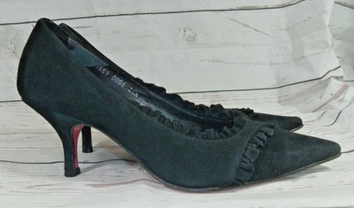 Ursula Mascaro Black Suede Frilled Ruffled Court Shoes Heels EU 36.5 UK 3.5 • £24.99