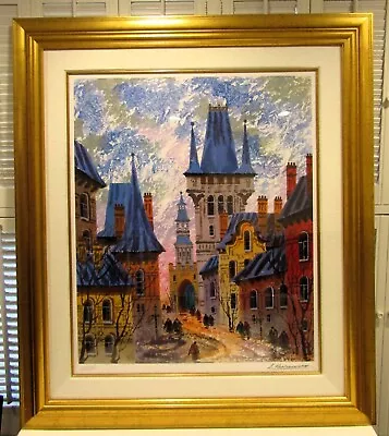 Signed Anatole Krasnyansky Seriolithograph On Paper Street Of Old Prague  • $749