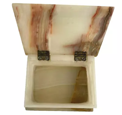 Marble Quarts Crystal Banded Agate Gemstones Hinged Jewelry/Trinket Box VTG 70s • $99.99