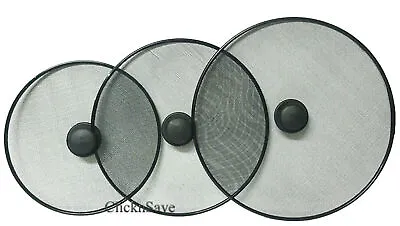 £9.99 • Buy Pack Of 3 Kitchen Frying Pan Splatter Screen Cover Guard Protective Lid Mesh Fat