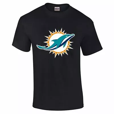 Mens Boys Miami Dolphins Print Top Casual Wear Fitness T Shirt Sports Cotton Tee • £9.99