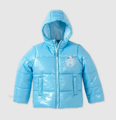 Frozen Disney Puffer Jacket Size 4 5 6 6x 7 Girls Winter Coat Hoodie Elsa NWT • $38.50