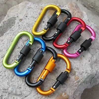 £5.92 • Buy 6X Aluminum Carabiner Clip Hook D-Ring Lock Security Keychain Outdoor Survival