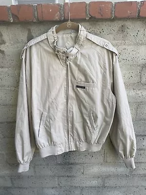 Vtg Members Only By Europe Craft Beige Bomber Racer Jacket Size 40 Full Zip • $24