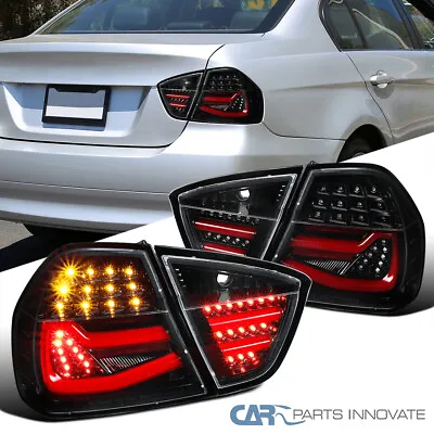 Fits 2005-2008 BMW 3-Series E90 325i 328i 330i Pearl Black LED Strip Tail Lights • $203.36